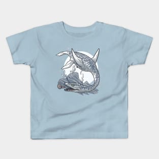 Submarine Encounter: Plesiosaur and Nautilus Kids T-Shirt